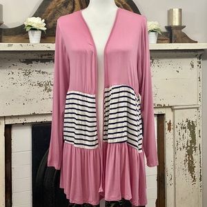 Just arrived Curvy Girl pink Striped Cardigan!